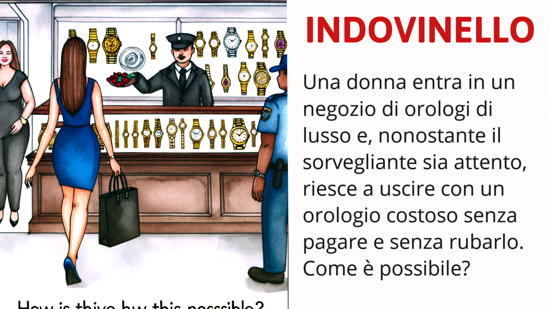 Solo i più intelligenti risolveranno questo enigma: come ha fatto la donna a uscire con l'orologio costoso senza pagare e senza rubarlo? Scopri la soluzione!